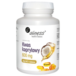 Aliness olej MCT Kwas kaprylowy (60% C8) 600 mg 90kapsułek