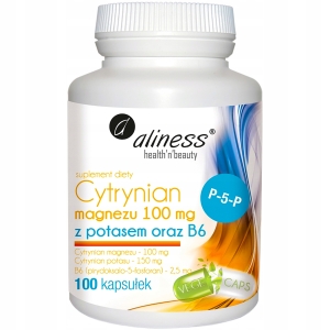 Aliness Cytrynian Magnezu z Witaminą B6 i Potasem Suplement Diety 100 Kaps