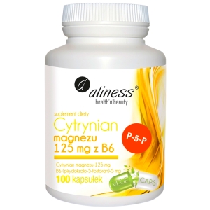 Aliness Cytrynian Magnezu 125 mg z Witaminą B6 (P-5-P) 100 kapsułek