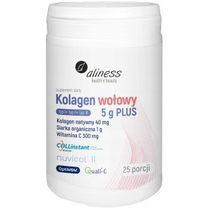 Aliness Kolagen wołowy 5 g PLUS natywny II, siarka OptiMSM, wit. C (typ I+