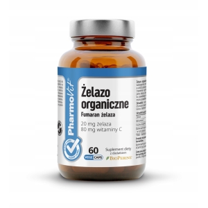 PharmoVit Żelazo organiczne 20 mg 60 kapsułek VEGE