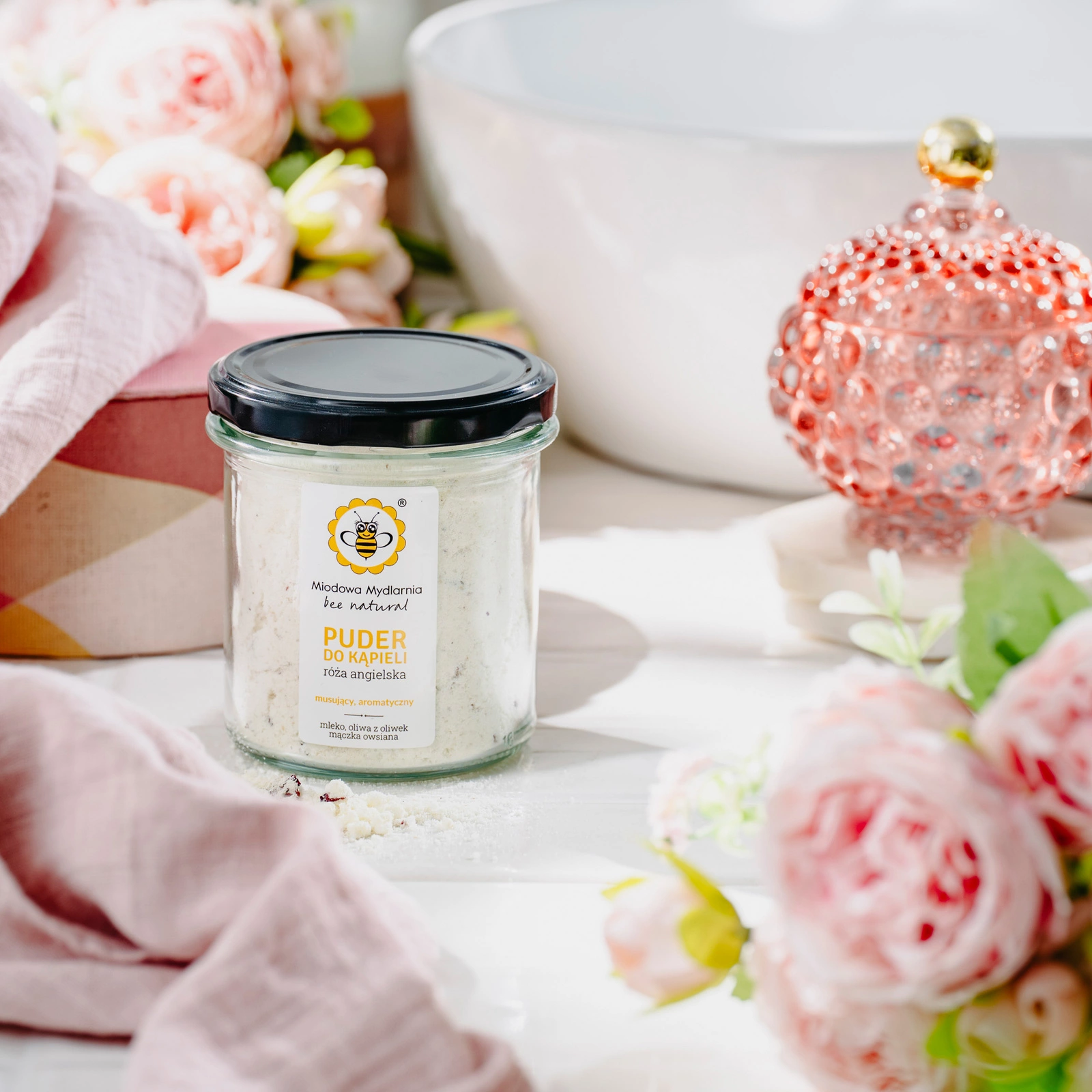 Puder do kąpieli Miodowa Mydlarnia Róża 180g - obrazek 4