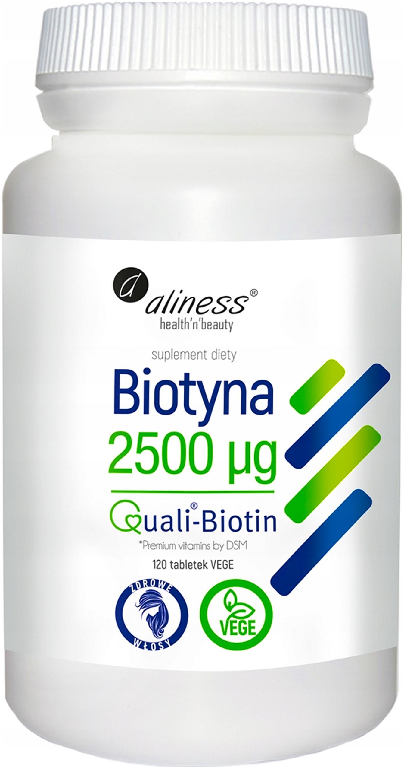 Aliness, Biotyna 2500 mcg QualiBiotin, tabletki, 120 szt. - obrazek 4
