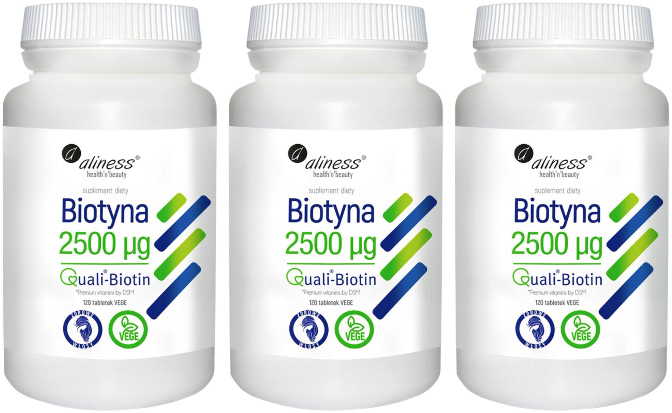 Aliness, Biotyna 2500 mcg QualiBiotin, tabletki, 120 szt. - obrazek 3