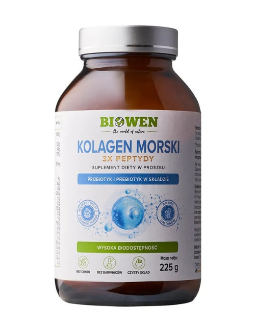 Kolagen morski typu I i III z dzikiego dorsza Biowen proszek 225 g