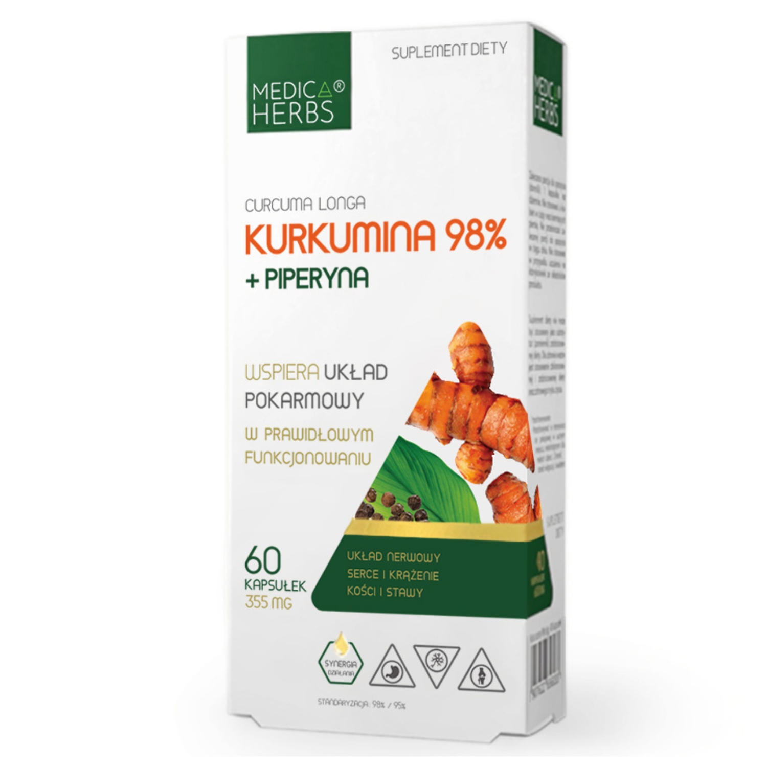 Suplement diety Medica Herbs Kurkumina 98% z piperyną 60 kapsułek