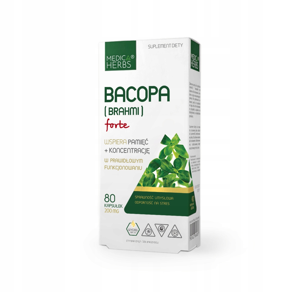 Medica Herbs Bacopa (Brahmi) Forte 50% bakozydów 200 mg 80 kapsułek