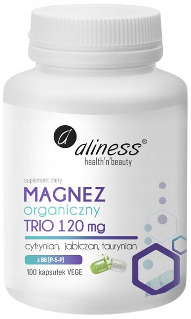 Aliness magnez organiczny TRIO 120 mg z B6 (P-5-P) 100 kapsułek VEGE - obrazek 2