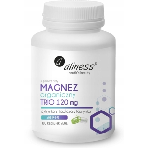 Aliness magnez organiczny TRIO 120 mg z B6 (P-5-P) 100 kapsułek VEGE