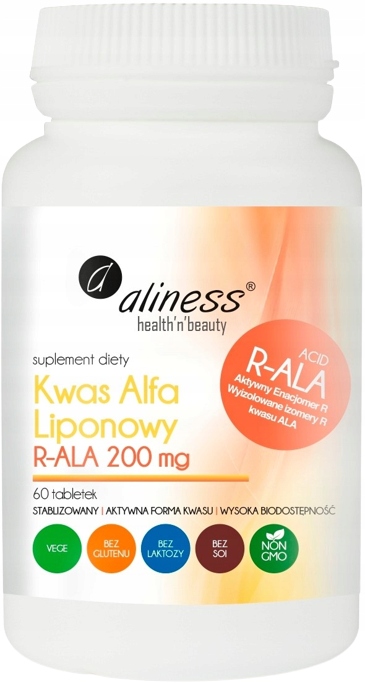 Suplement diety Aliness Kwas Alfa Liponowy R-ALA 200 mg tabletki 60 szt. - obrazek 4