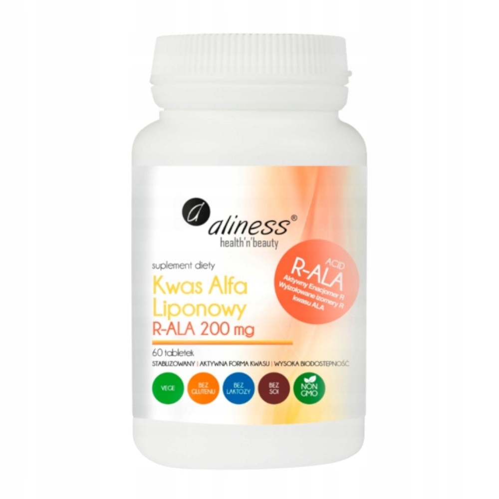 Suplement diety Aliness Kwas Alfa Liponowy R-ALA 200 mg tabletki 60 szt. - obrazek 3
